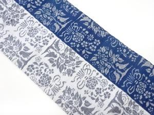 手織り紬抽象草花模様織出し名古屋帯